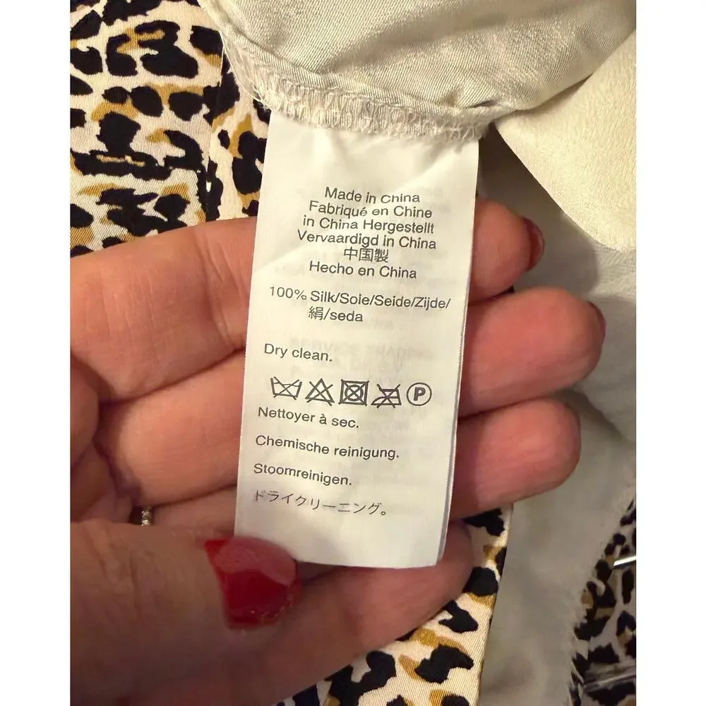 J.Crew Wide-leg cropped pant in leopard-print 100% silk sz. 4